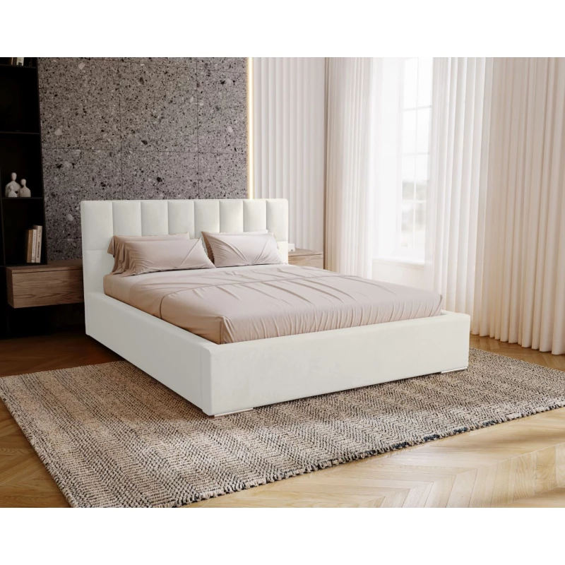 Jednolôžková čalúnená posteľ 120x200 EMPORIA - biela