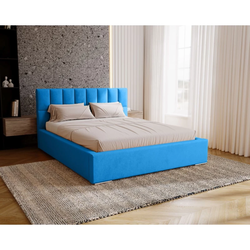 Jednolôžková čalúnená posteľ 120x200 EMPORIA - modrá