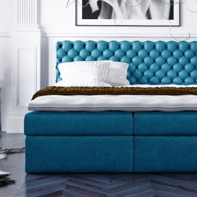 Štýlová kontinentálna posteľ Giulio modré 200 x 200 + topper zdarma 