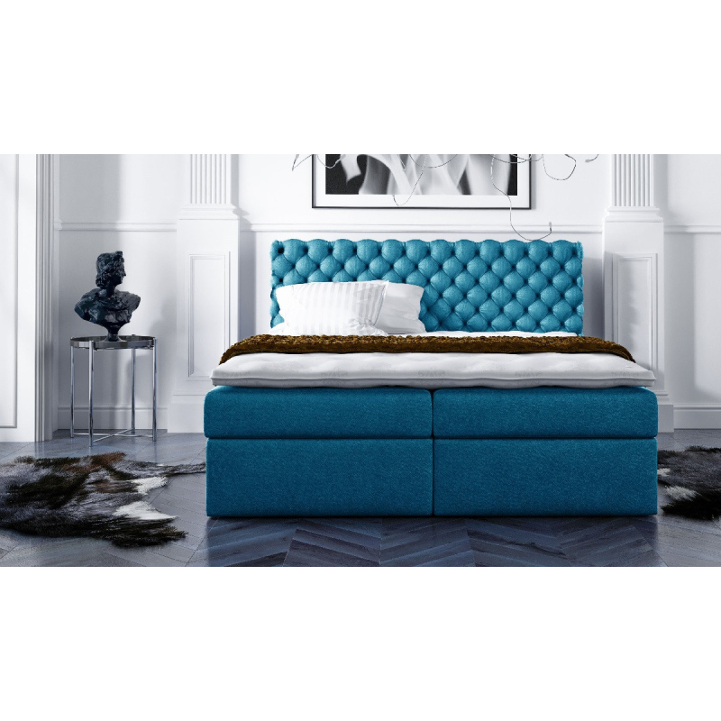 Štýlová kontinentálna posteľ Giulio modré 200 x 200 + topper zdarma 