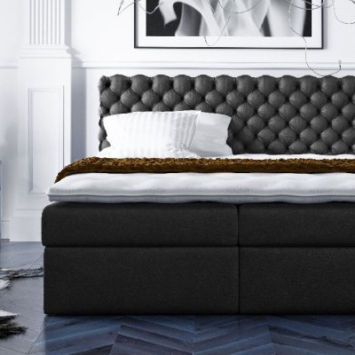 Štýlová kontinentálna posteľ Giulio čierna 200 x 200 + topper zdarma