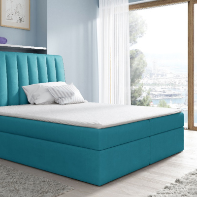 Kontinentálna posteľ Kaspis modrá 200 x 200   + topper zdarma