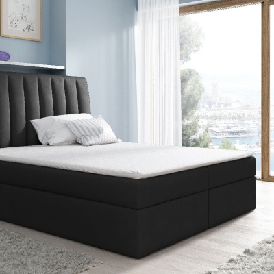 Kontinentálna posteľ Kaspis čierna 200 x 200   + topper zdarma
