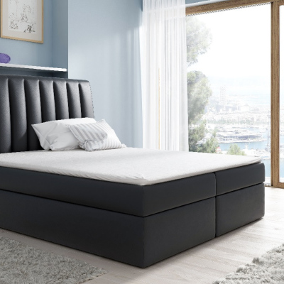 Kontinentálna posteľ Kaspis čierna eko koža 200 x 200  + topper zdarma