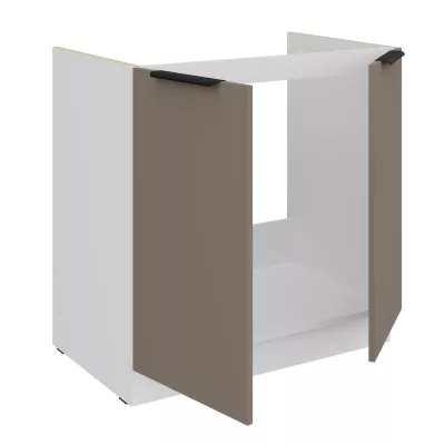 Drezová skrinka LUNARA - šírka 80 cm, tmavo béžová / biela