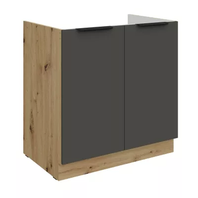 Drezová skrinka LUNARA - šírka 80 cm, grafit / dub artisan