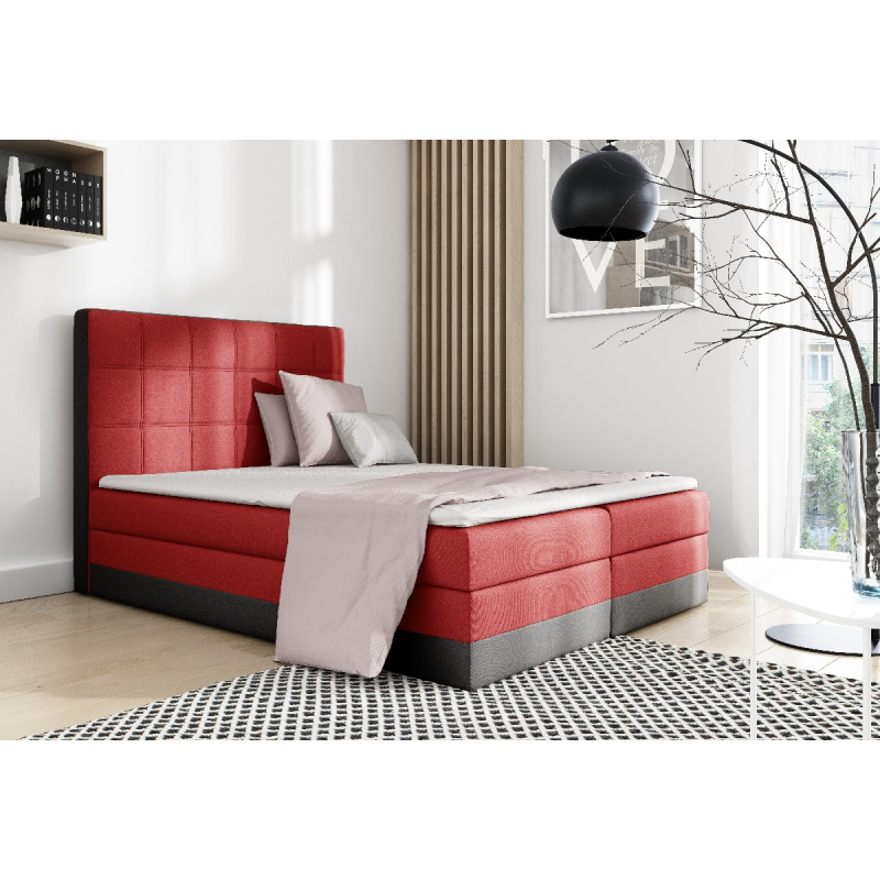 Dvojlôžko s matracom a roštom Sandy červené, čierne 200 + topper zdarma