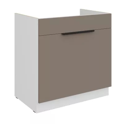 Dolná skrinka na drez LUNARA - šírka 80 cm, tmavo béžová / biela