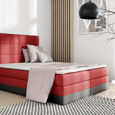 Dvojlôžko s matracom a roštom Sandy červené, čierne 180 + topper zdarma