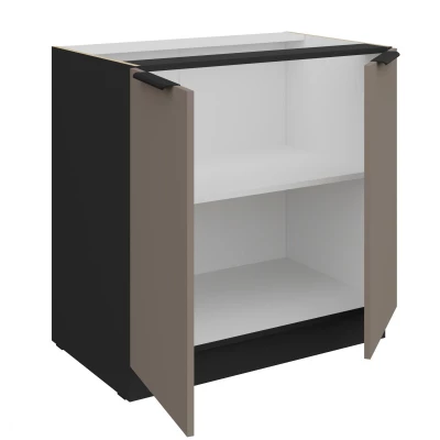 Dolná dvojdverová skrinka LUNARA - šírka 80 cm, tmavo béžová / čierna