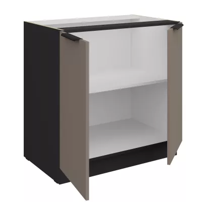 Dolná dvojdverová skrinka LUNARA - šírka 80 cm, tmavo béžová / čierna