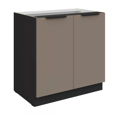 Dolná dvojdverová skrinka LUNARA - šírka 80 cm, tmavo béžová / čierna