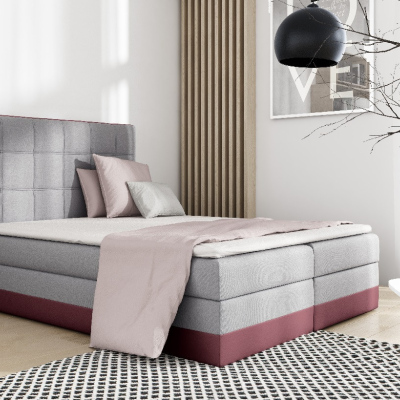 Dvojlôžko s matracom a roštom Sandy šedé, červené 180 + topper zdarma