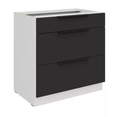 Dolná šuplíková skrinka LUNARA - šírka 80 cm, čierna / biela