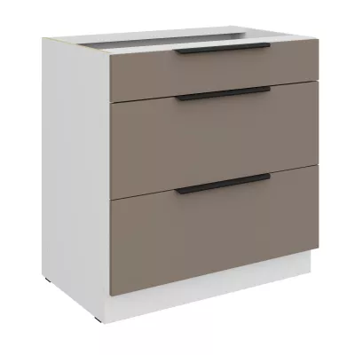 Dolná šuplíková skrinka LUNARA - šírka 80 cm, tmavo béžová / biela