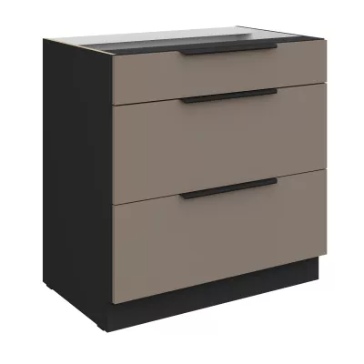 Dolná šuplíková skrinka LUNARA - šírka 80 cm, tmavo béžová / čierna
