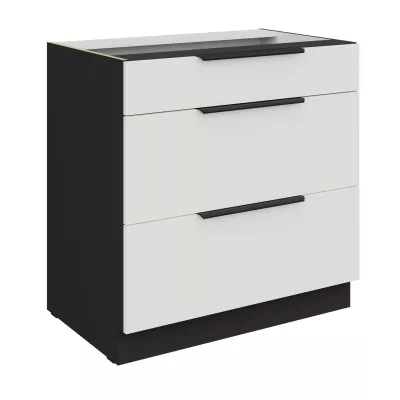 Dolná šuplíková skrinka LUNARA - šírka 80 cm, biela / čierna