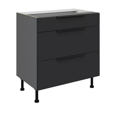 Dolná šuplíková skrinka LUNARA - šírka 80 cm, čierna / antracit