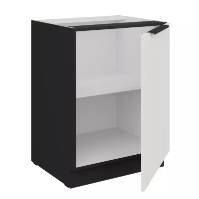 Dolná jednodverová skrinka LUNARA - šírka 60 cm, biela / čierna