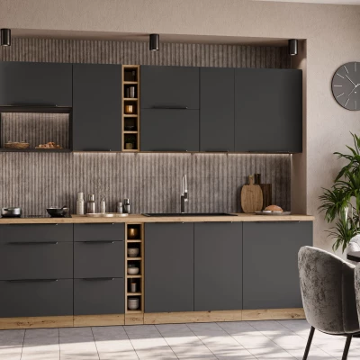 Sporáková skrinka LUNARA - šírka 60 cm, grafit / dub artisan