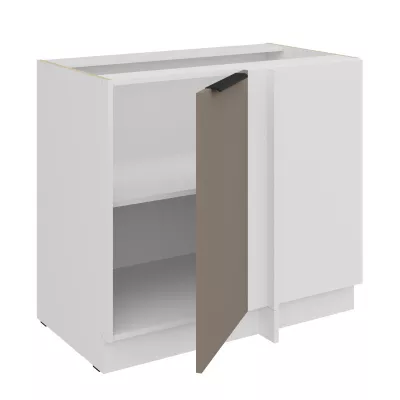 Predĺžená rohová skrinka LUNARA - šírka 90 cm, tmavo béžová / biela