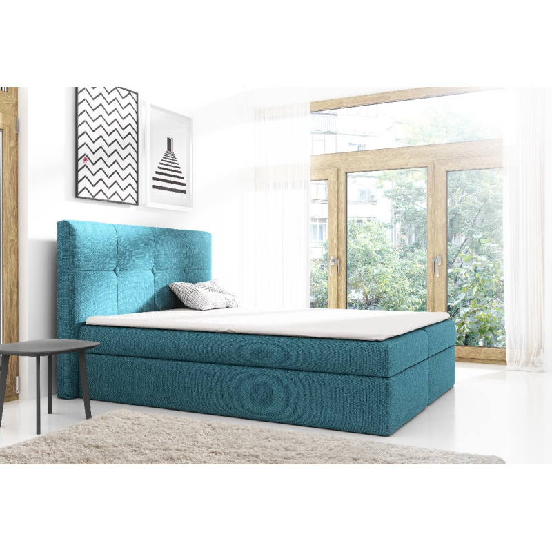 Veľká manželská posteľ Olivio modrá 200 + topper zdarma