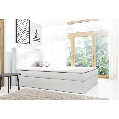 Veľká manželská posteľ Olivio biela eko koža 200 + topper zdarma