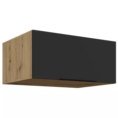 Hlboká digestorová skrinka LUNARA - šírka 80 cm, čierna / dub artisan
