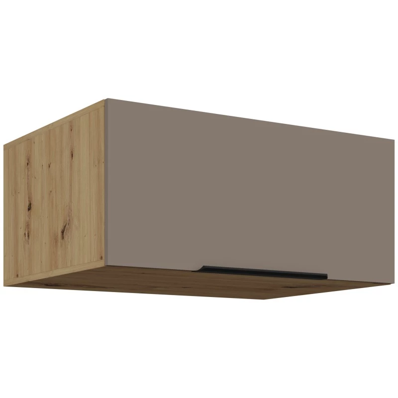 Hlboká digestorová skrinka LUNARA - šírka 80 cm, tmavo béžová / dub artisan