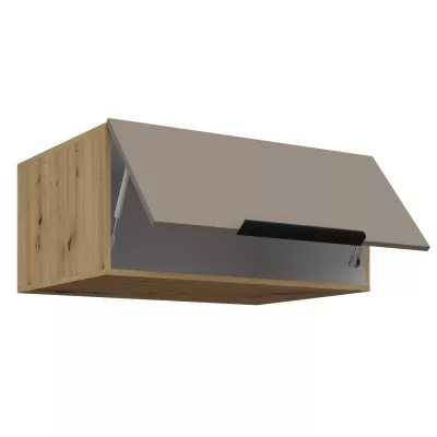 Hlboká digestorová skrinka LUNARA - šírka 80 cm, tmavo béžová / dub artisan