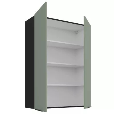 Vysoká horná kuchynská skrinka LUNARA - šírka 80 cm, zelená / čierna