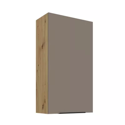 Vysoká horná kuchynská skrinka LUNARA - šírka 60 cm, tmavo béžová / dub artisan