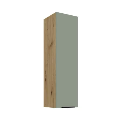 Vysoká horná kuchynská skrinka LUNARA - šírka 30 cm, zelená / dub artisan