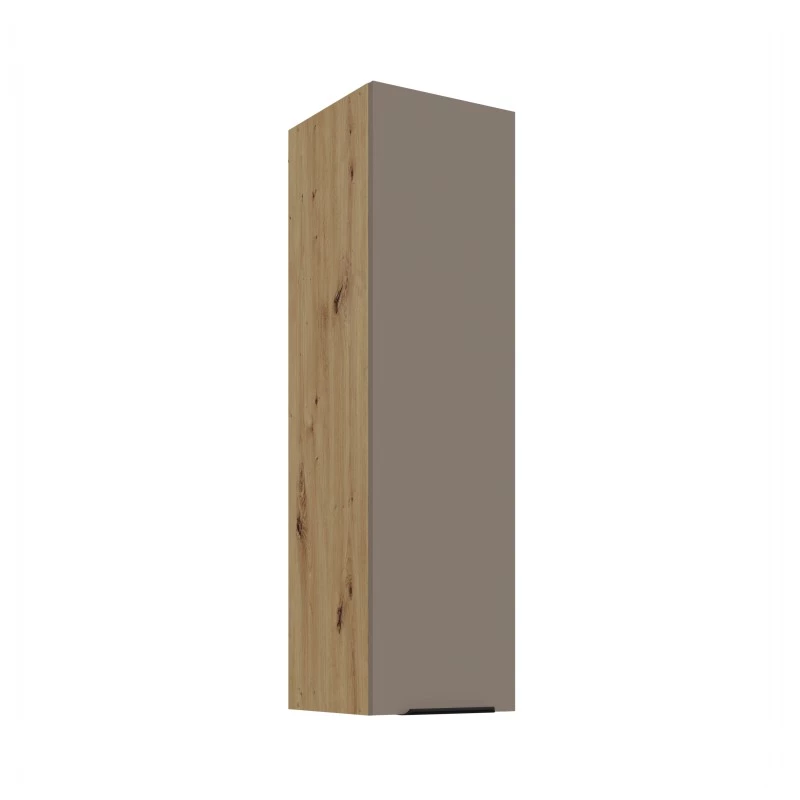 Vysoká horná kuchynská skrinka LUNARA - šírka 30 cm, tmavo béžová / dub artisan