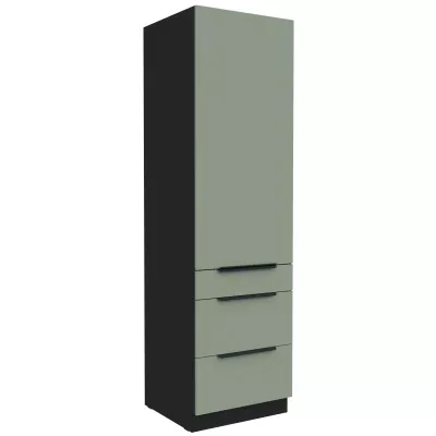 Potravinová skriňa so šuplíkmi LUNARA - šírka 60 cm, zelená / čierna