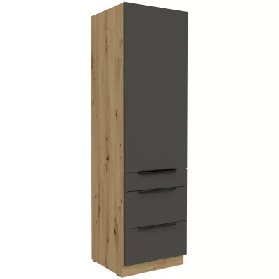 Potravinová skriňa so šuplíkmi LUNARA - šírka 60 cm, grafit / dub artisan