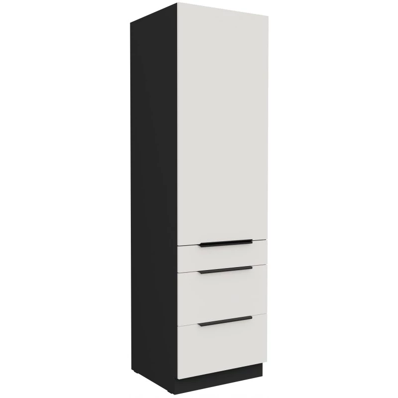 Potravinová skriňa so šuplíkmi LUNARA - šírka 60 cm, biela / čierna