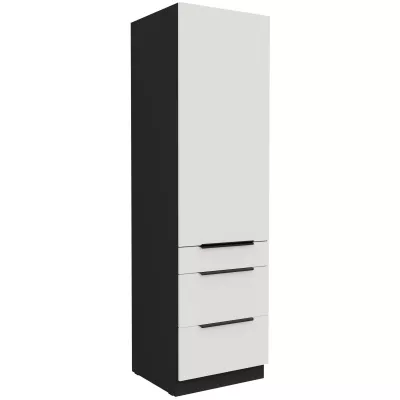 Potravinová skriňa so šuplíkmi LUNARA - šírka 60 cm, biela / čierna