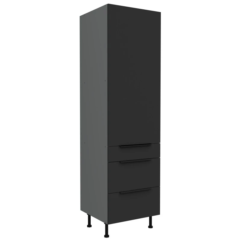 Potravinová skriňa so šuplíkmi LUNARA - šírka 60 cm, čierna / antracit