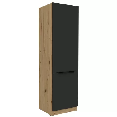 Skriňa na vstavanú chladničku LUNARA - šírka 60 cm, čierna / dub artisan