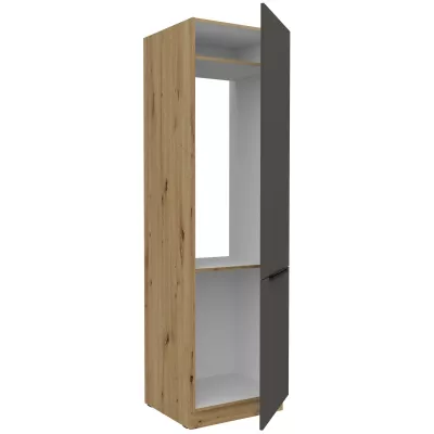 Skriňa na vstavanú chladničku LUNARA - šírka 60 cm, grafit / dub artisan