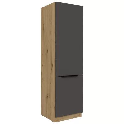 Skriňa na vstavanú chladničku LUNARA - šírka 60 cm, grafit / dub artisan