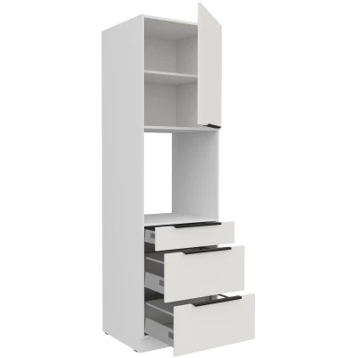Skriňa na vstavanú rúru so šuplíkmi LUNARA - šírka 60 cm, biela