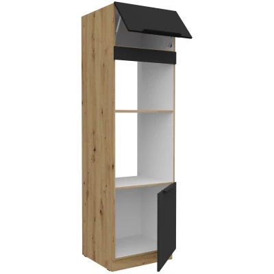 Skriňa na vstavané spotrebiče LUNARA - šírka 60 cm, čierna / dub artisan