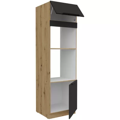 Skriňa na vstavané spotrebiče LUNARA - šírka 60 cm, čierna / dub artisan