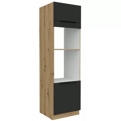 Skriňa na vstavané spotrebiče LUNARA - šírka 60 cm, čierna / dub artisan