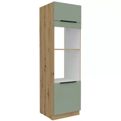 Skriňa na vstavané spotrebiče LUNARA - šírka 60 cm, zelená / dub artisan
