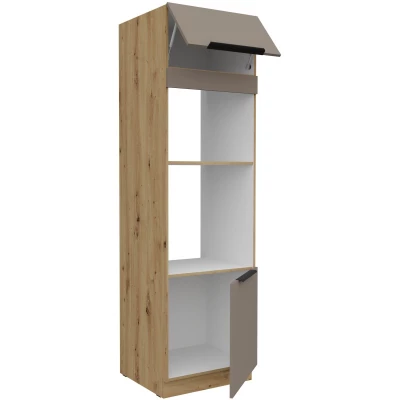 Skriňa na vstavané spotrebiče LUNARA - šírka 60 cm, tmavo béžová / dub artisan