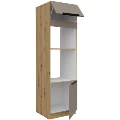 Skriňa na vstavané spotrebiče LUNARA - šírka 60 cm, tmavo béžová / dub artisan