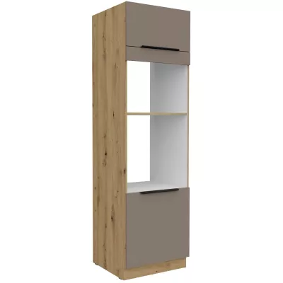 Skriňa na vstavané spotrebiče LUNARA - šírka 60 cm, tmavo béžová / dub artisan